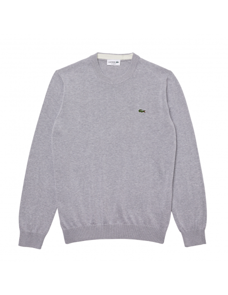 Men's Organic Cotton Crew Neck Lacoste Sweater Grey Chine